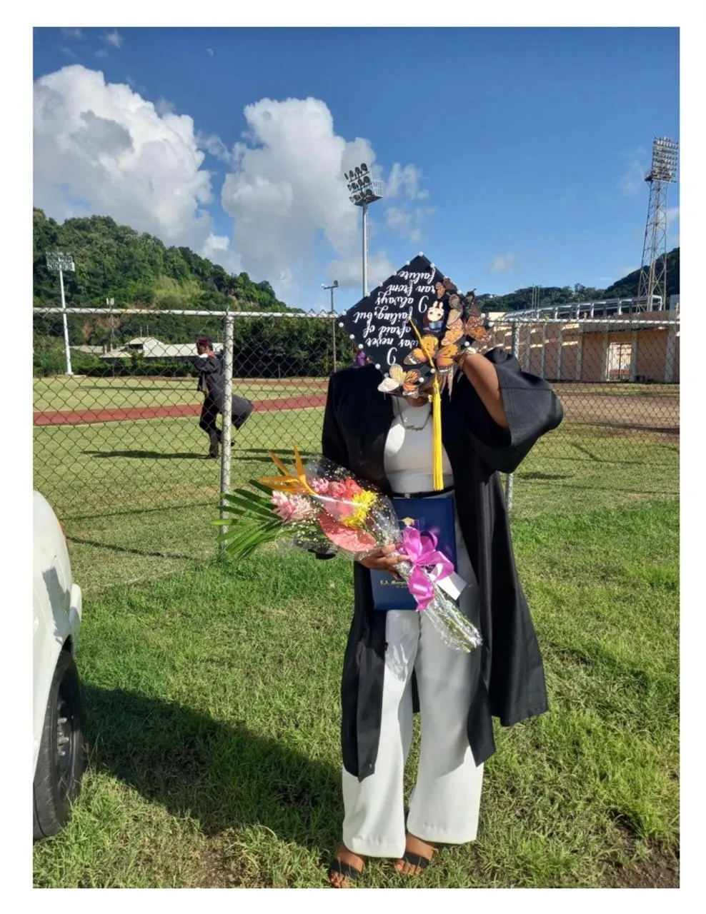Graduation Hat Butter Fly Wearing Hat - Urban Arts Grenada