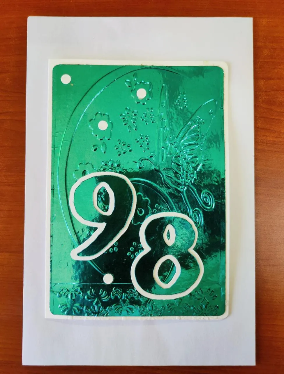 Green With Number 98 Greeting Card - Urban Arts Grenada