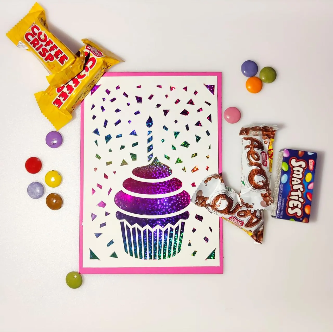 Happy Birhtday Card Cupcake With Candle Glitter - Urban Arts Grenada