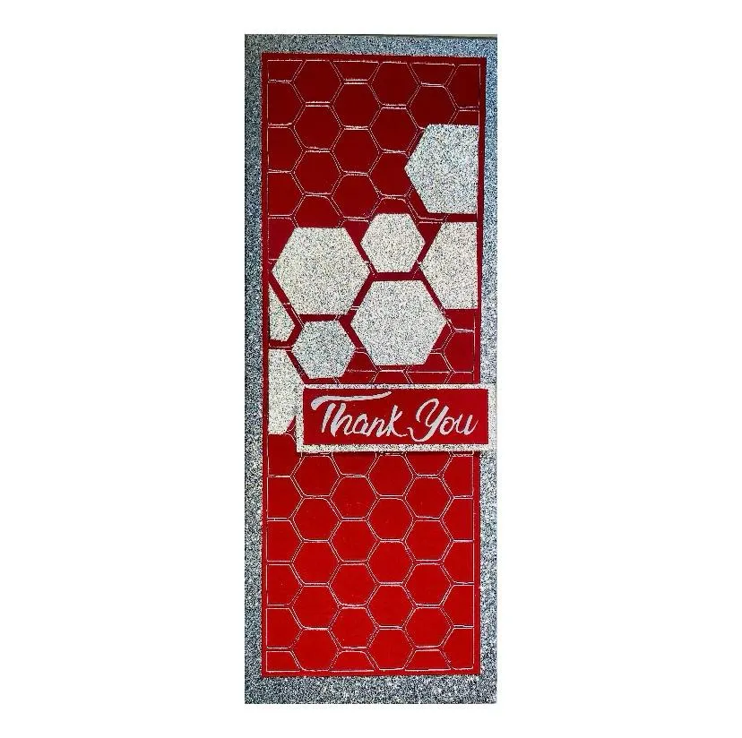 Thank You Card Red And Silver Heptagon Style - Urban Arts Grenada